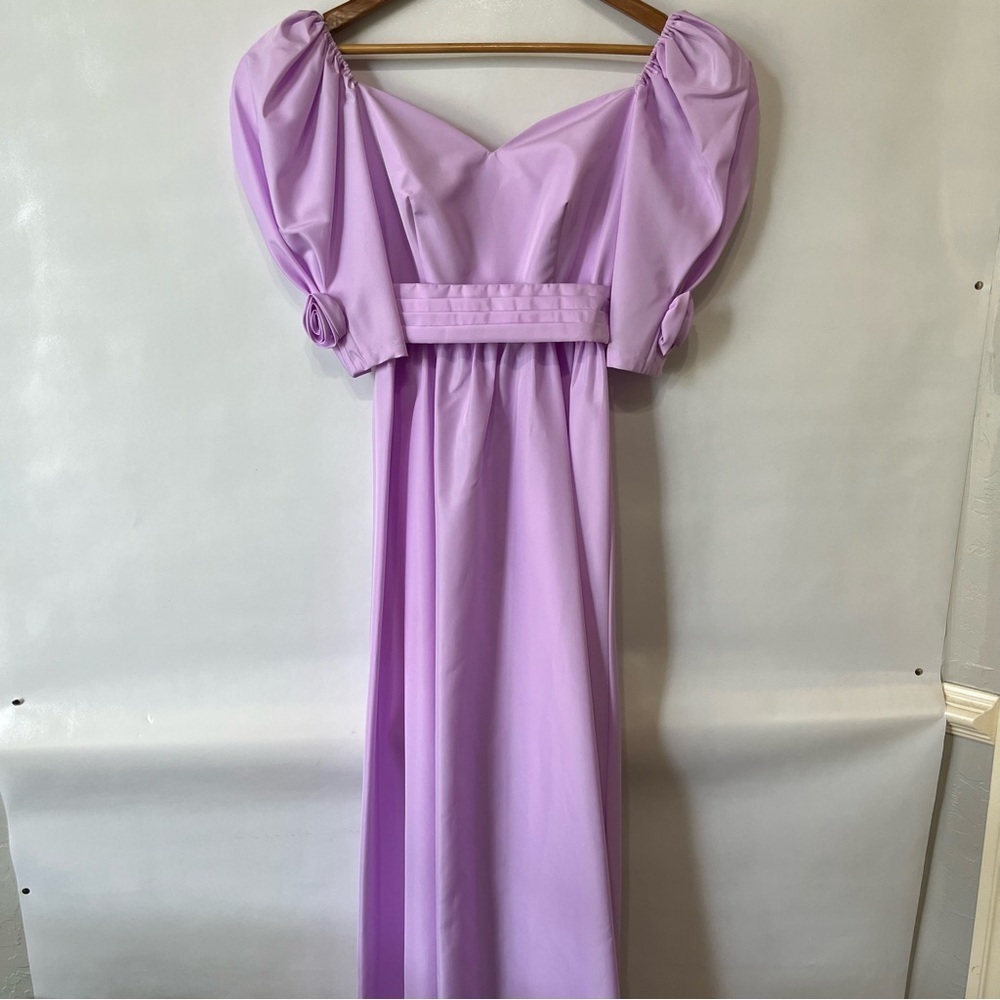 Vintage Lilac Purple Maxi Dress Union Made Puff Sleeve